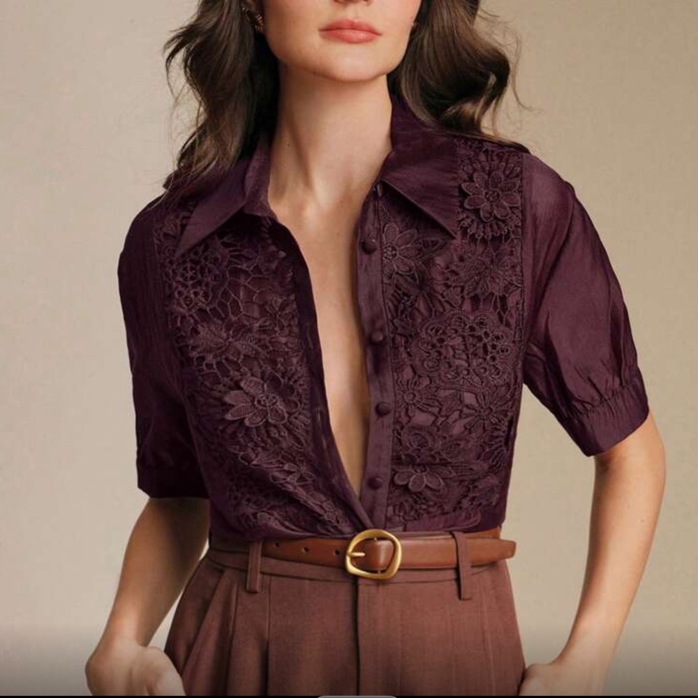 Elegant Lace Burgundy Blouse